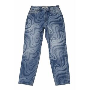 Hollister Curvy High Rise Mom Blue Jeans 7R Womens 28 Blue Marble Swirl W28 L27